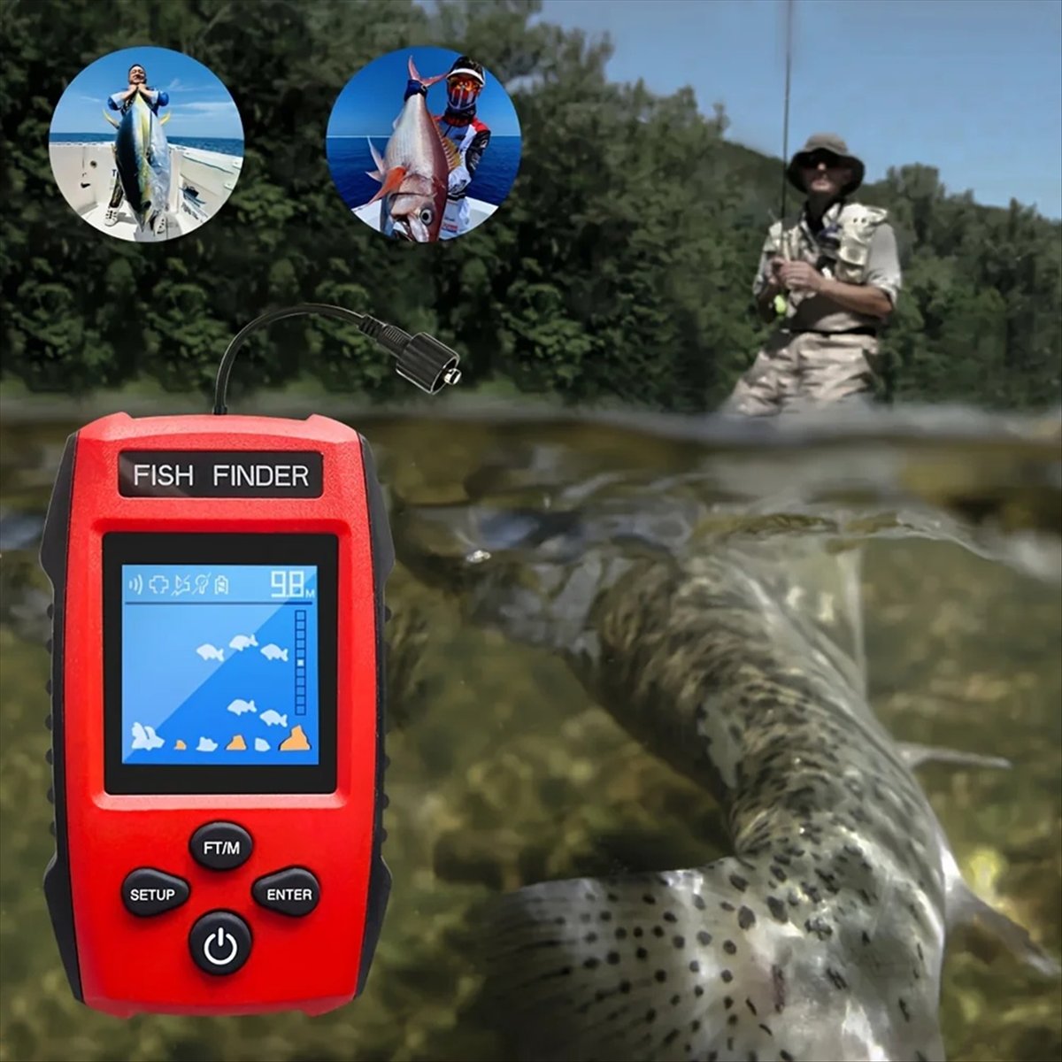 Buscador de peces LCD a color, - Fishing Depth Finder reseña y precio